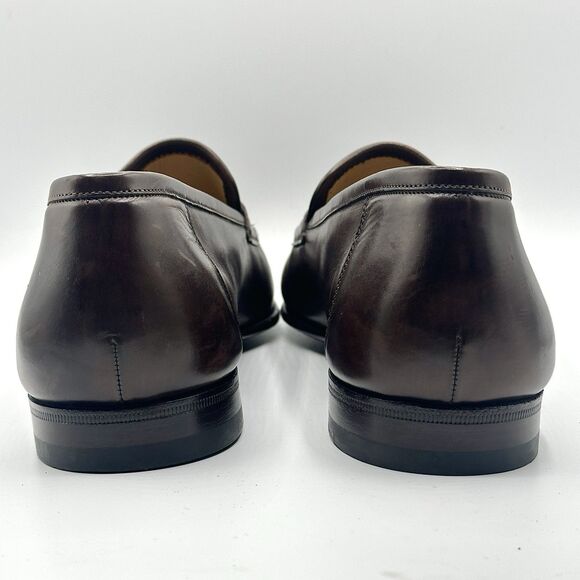 Santoni Dress Loafers 13D Dark Brown Leather Penny Luxury Business Made In Italy main image 6
